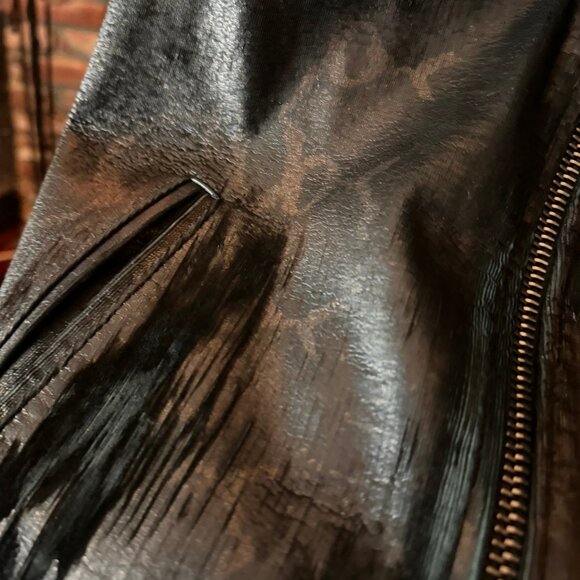 $2698 JOHN VARVATOS Limited Edition Scored Leather with Python Foil Jacket sz50 - Picture 6 of 14